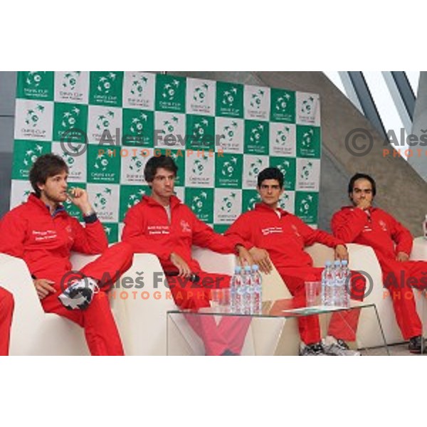 Portugal Davis Cup team during press conference before match against Slovenia in Ljubljana on January 28, 2014