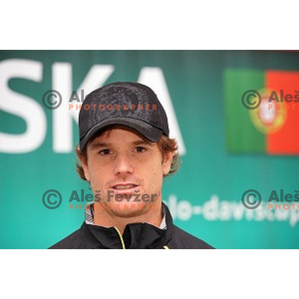Blaz Kavcic, member of Slovenia Davis Cup team during press conference before match against Portugal in Ljubljana on January 28, 2014