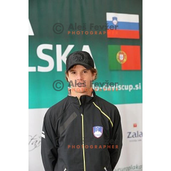 member of Slovenia Davis Cup team during press conference before match against Portugal in Ljubljana on January 28, 2014
