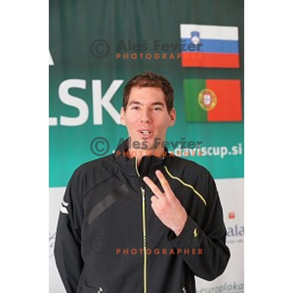 member of Slovenia Davis Cup team during press conference before match against Portugal in Ljubljana on January 28, 2014