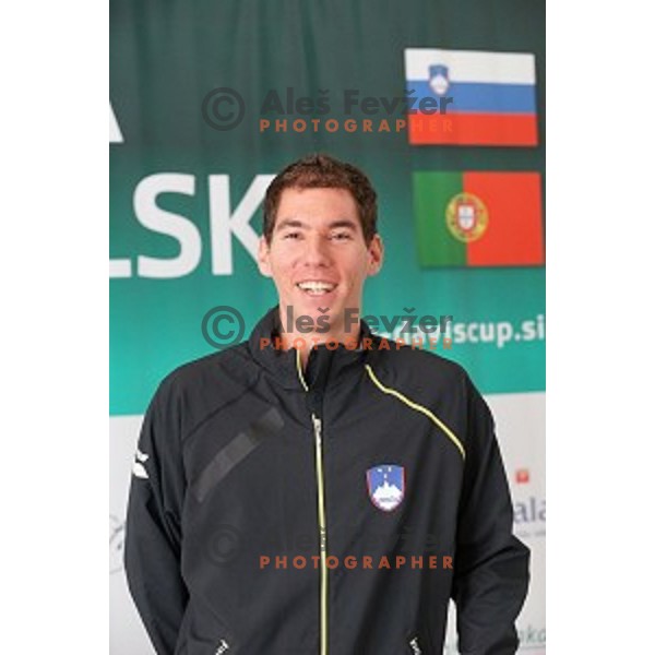 member of Slovenia Davis Cup team during press conference before match against Portugal in Ljubljana on January 28, 2014