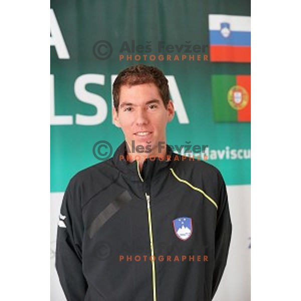 member of Slovenia Davis Cup team during press conference before match against Portugal in Ljubljana on January 28, 2014