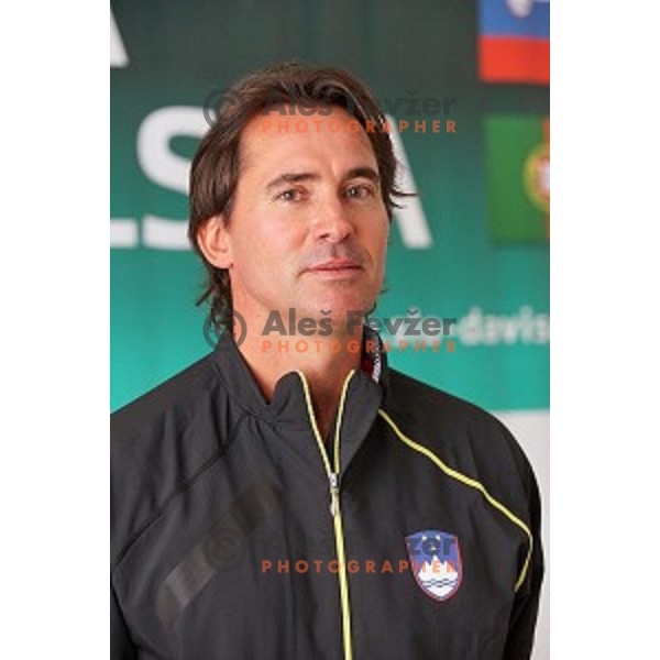 member of Slovenia Davis Cup team during press conference before match against Portugal in Ljubljana on January 28, 2014