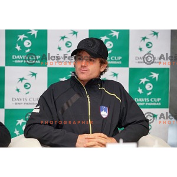 member of Slovenia Davis Cup team during press conference before match against Portugal in Ljubljana on January 28, 2014