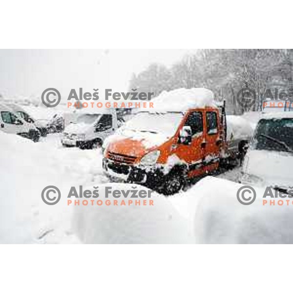 More than meter of snow fall in last 24 hours demands a lot of extra work for organisers of 50. Zlata Lisica- Golden fox trophy to set everything for AUDI FIS World Cup race in Kranjska gora, Slovenia on January 31, 2014