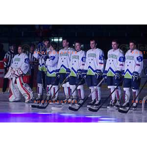 Tomaz Razingar of Slovenia during Ice-hockey day and exhibition match of team from Sarajevo 1984 Olympic Games and team for Sochi 2014 Olympic games, played in Hala Tivoli, Ljubljana, Slovenia on February 3, 2014