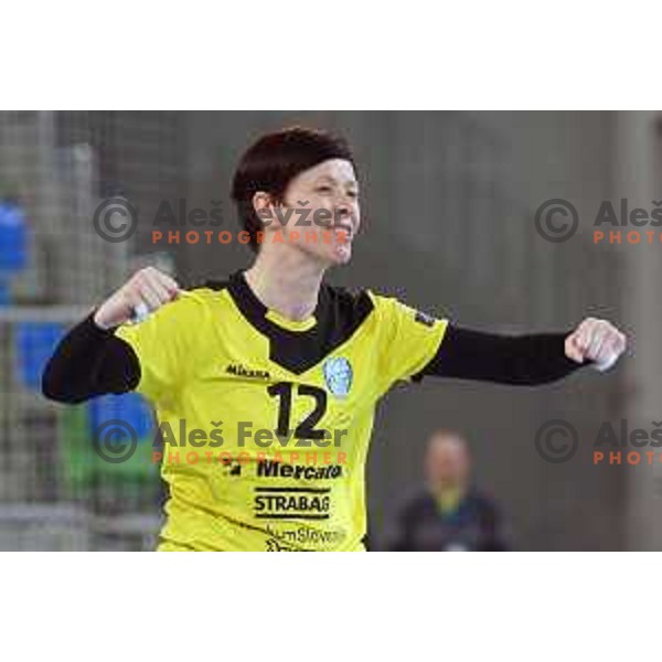 Sergeja Stefanisin of Krim Mercator at handball match Krim Mercator- Larvik in EHF Women\'s Champions league, played in Arena Stozice, Ljubljana, Slovenia on February 1, 2014