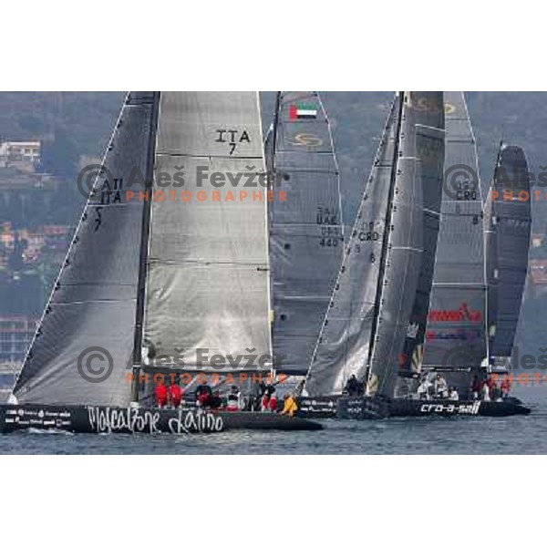 fleet race in sailing regatta for RC 44 Portoroz Cup in Pororoz,Slovenia.Photo by Ales Fevzer 