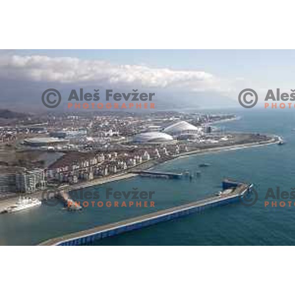 Sochi on the Black Sea site of 2014 Winter Olympic games during arrival to Sochi International Airport, Russia on February 4, 2014