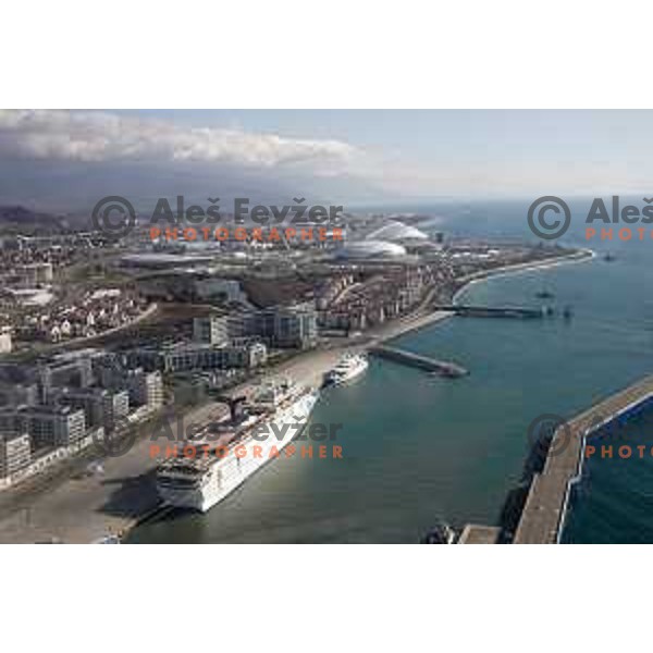 Sochi on the Black Sea site of 2014 Winter Olympic games during arrival to Sochi International Airport, Russia on February 4, 2014