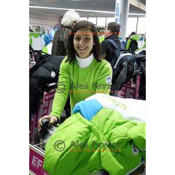 Maja Vtic, member of Slovenia Olympic team for Sochi 2014 Winter Olympic games during arrival to Sochi International Airport, Russia on February 4, 2014