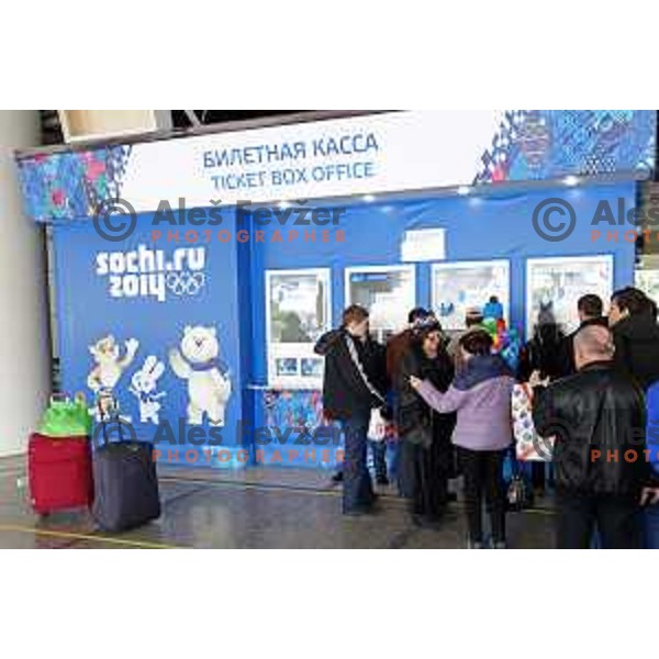 Tickets counter for Sochi 2014 Winter Olympic games during arrival to Sochi International Airport, Russia on February 4, 2014