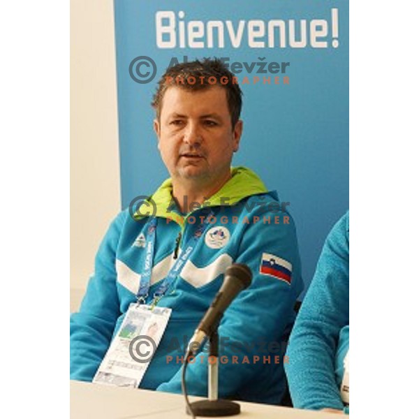 Samo Stante of Slovenia Olympic team for Sochi 2014 Winter Olympic games during press conference in Mountain Village, Rosa Khutor, Russia on February 5, 2014
