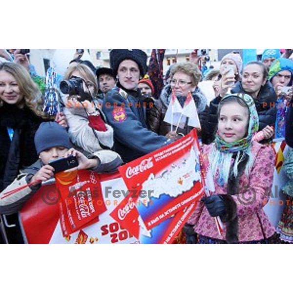 Olympic flame of Sochi 2014 Winter Olympic games arrives to Rosa Khutor, Russia on February 5, 2014