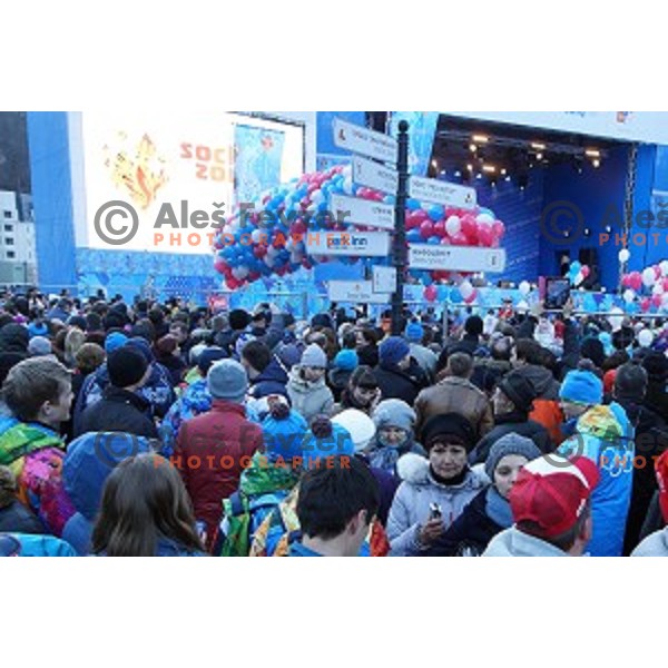 Olympic flame of Sochi 2014 Winter Olympic games arrives to Rosa Khutor, Russia on February 5, 2014