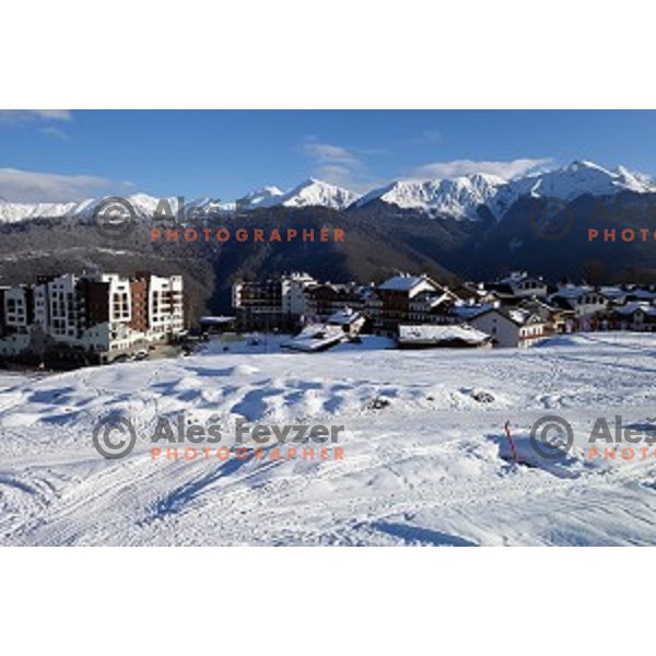 Mountain Village at 1170 meters above sea level of Sochi 2014 Winter Olympic Games, Rosa Khutor, Russia on February 5, 2014