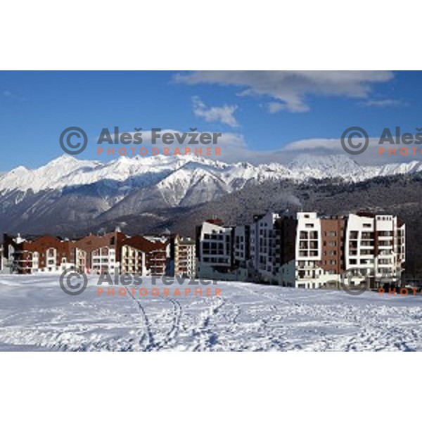Mountain Village at 1170 meters above sea level of Sochi 2014 Winter Olympic Games, Rosa Khutor, Russia on February 5, 2014
