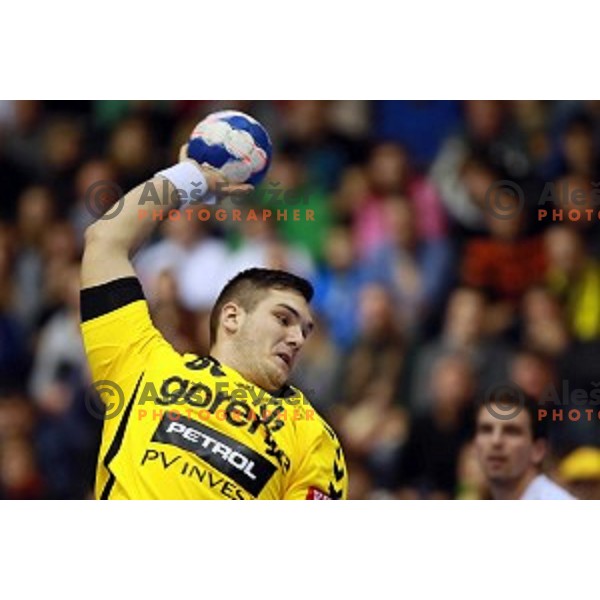 Kristian Beciri of Gorenje Velenje during handball match Gorenje Velenje (SLO)-Hamburg (GER) in EHF Champions league, played in Red Hall, Velenje, Slovenia on February 5, 2014
