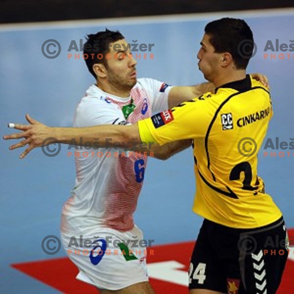 Blazenko Lackovic of Hamburg during handball match Gorenje Velenje (SLO)-Hamburg (GER) in EHF Champions league, played in Red Hall, Velenje, Slovenia on February 5, 2014