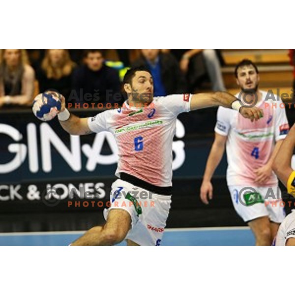 Blazenko Lackovic of Hamburg during handball match Gorenje Velenje (SLO)-Hamburg (GER) in EHF Champions league, played in Red Hall, Velenje, Slovenia on February 5, 2014