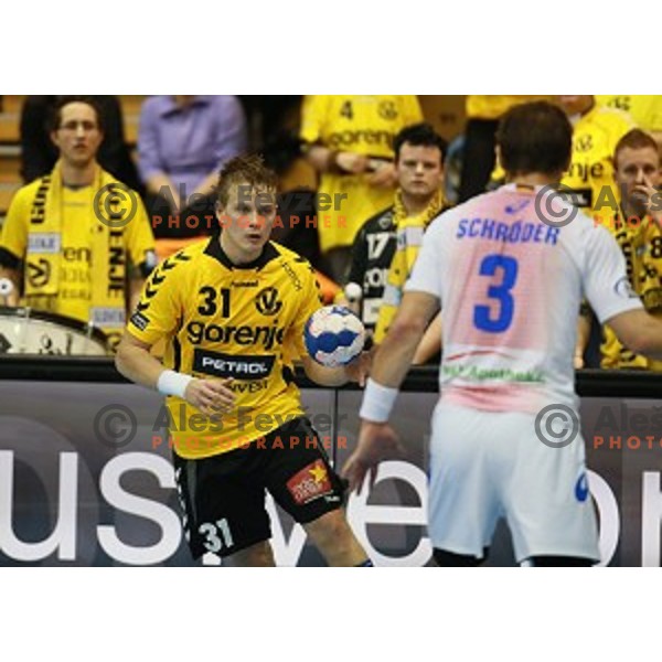 Janez Gams of Gorenje Velenje during handball match Gorenje Velenje (SLO)-Hamburg (GER) in EHF Champions league, played in Red Hall, Velenje, Slovenia on February 5, 2014