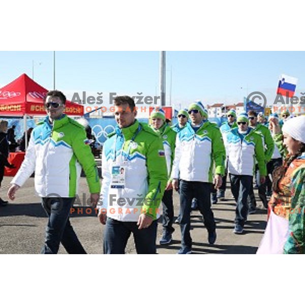 Slovenia Ice-Hockey Olympic team at Team Welcome Ceremony in Coastal Olympic Village in Sochi on February 6, 2014