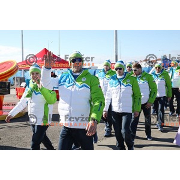 Slovenia Ice-Hockey Olympic team at Team Welcome Ceremony in Coastal Olympic Village in Sochi on February 6, 2014