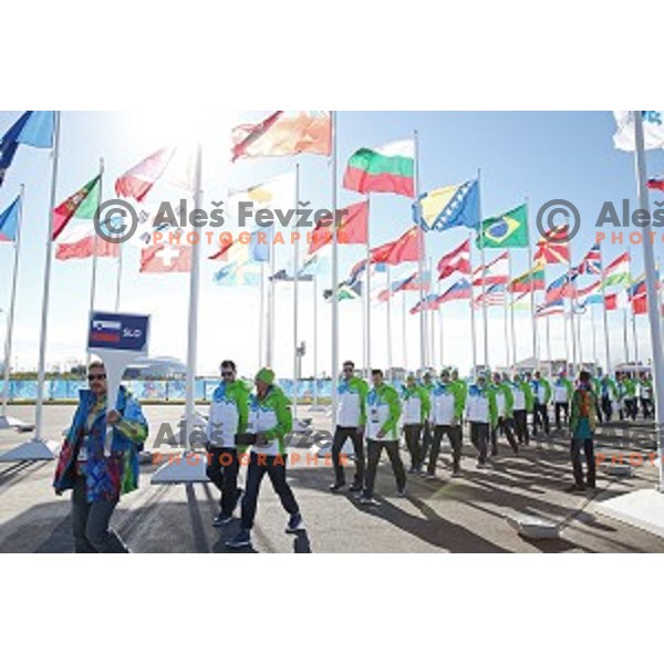Slovenia Ice-Hockey Olympic team at Team Welcome Ceremony in Coastal Olympic Village in Sochi on February 6, 2014