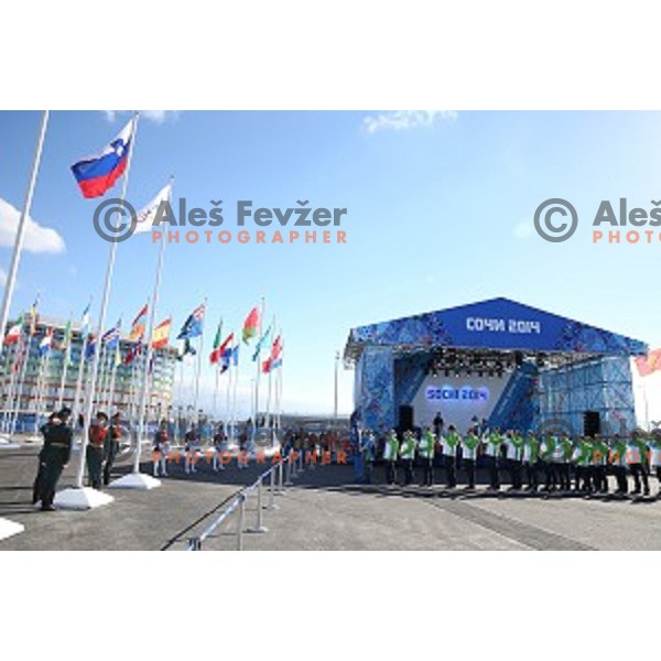 Slovenia Ice-Hockey Olympic team at Team Welcome Ceremony in Coastal Olympic Village in Sochi on February 6, 2014