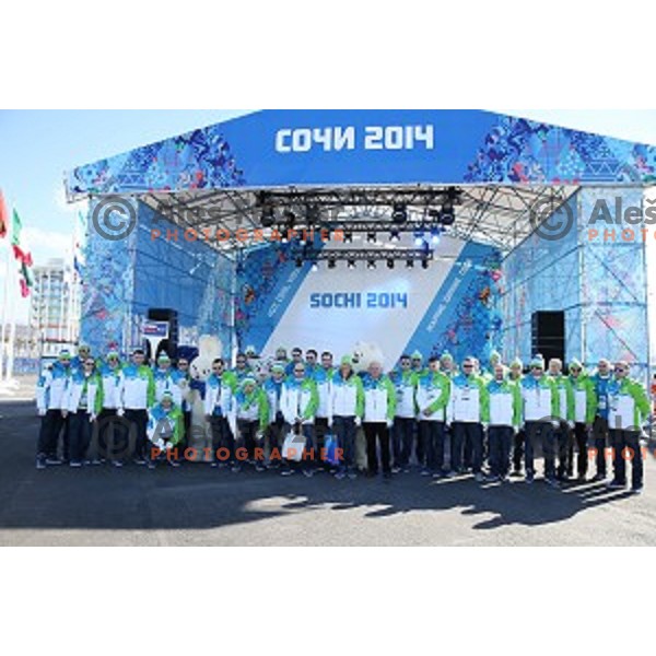 Slovenia Ice-Hockey Olympic team at Team Welcome Ceremony in Coastal Olympic Village in Sochi on February 6, 2014