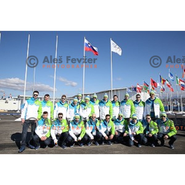 Slovenia Ice-Hockey Olympic team at Team Welcome Ceremony in Coastal Olympic Village in Sochi on February 6, 2014