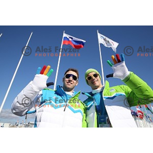 Slovenia Ice-Hockey team at Team Welcome Ceremony in Coastal Olympic Village in Sochi on February 6,2014
