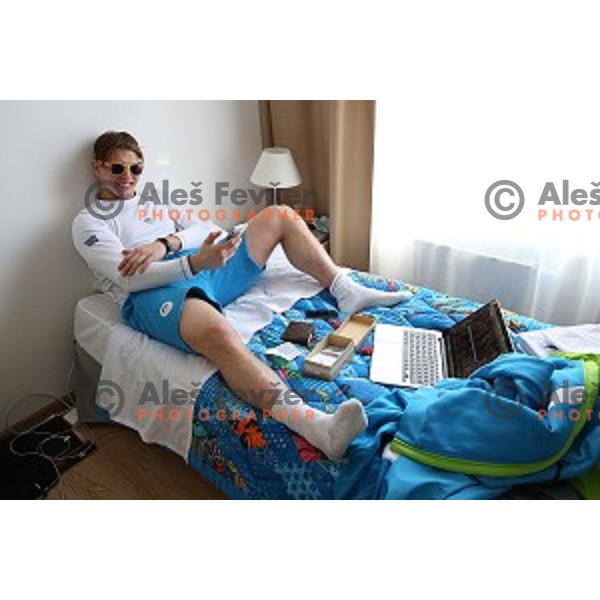 Luka Gracnar of Slovenia Ice-hockey Olympic team in Coastal Olympic Village in Sochi on February 6, 2014