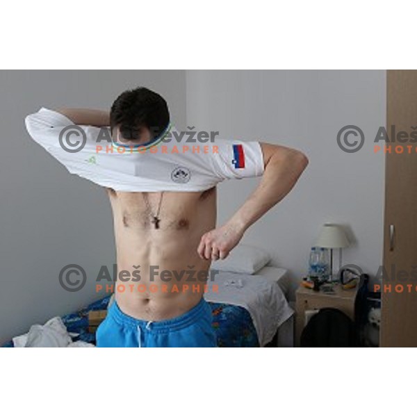 Klemen Pretnar of Slovenia Ice-hockey Olympic team in Coastal Olympic Village in Sochi on February 6, 2014