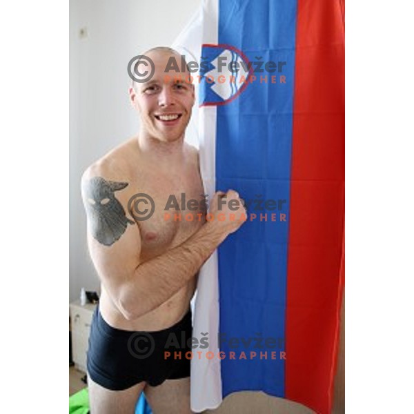 Andrej Tavzelj of Slovenia Ice-hockey Olympic team in Coastal Olympic Village in Sochi on February 6, 2014