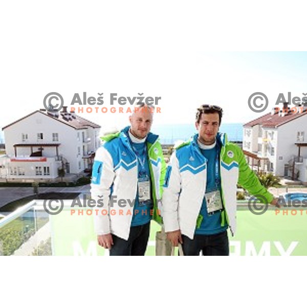 Jan Mursak and Mitja Robar of Slovenia Ice-hockey Olympic team in Coastal Olympic Village in Sochi on February 6, 2014