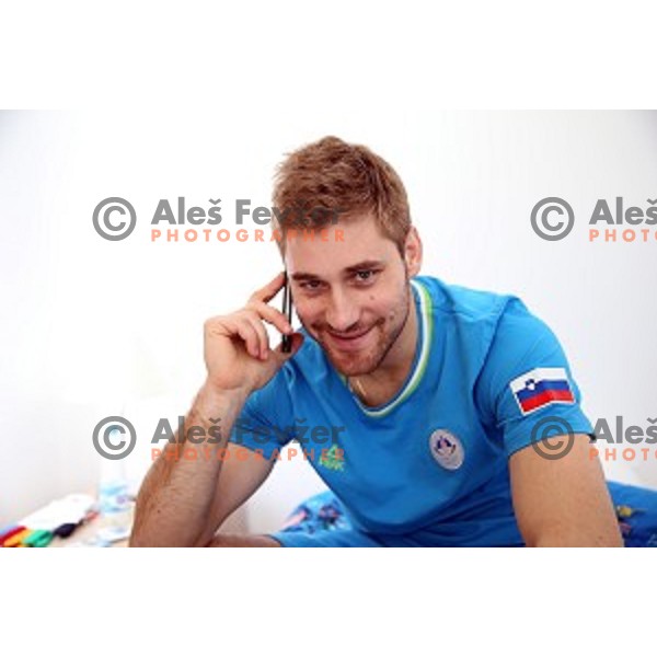 Robert Kristan of Slovenia Ice-hockey Olympic team in Coastal Olympic Village in Sochi on February 6, 2014
