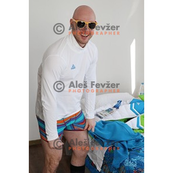 Jan Mursak of Slovenia Ice-hockey Olympic team in Coastal Olympic Village in Sochi on February 6, 2014