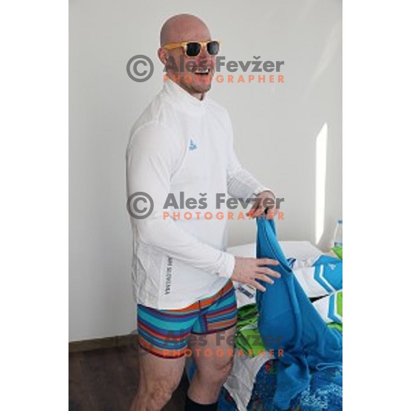 Jan Mursak of Slovenia Ice-hockey Olympic team in Coastal Olympic Village in Sochi on February 6, 2014