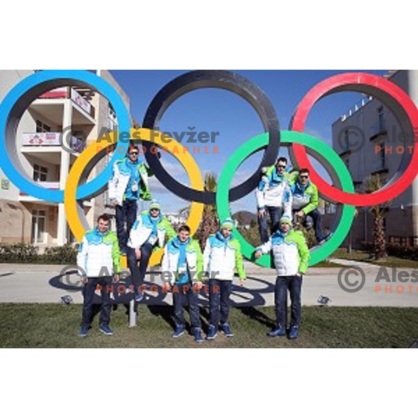 Slovenia Ice-Hockey team at Team Welcome Ceremony in Coastal Olympic Village in Sochi on February 6,2014