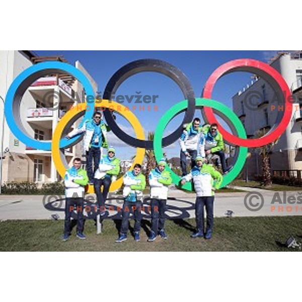 Slovenia Ice-Hockey team at Team Welcome Ceremony in Coastal Olympic Village in Sochi on February 6,2014