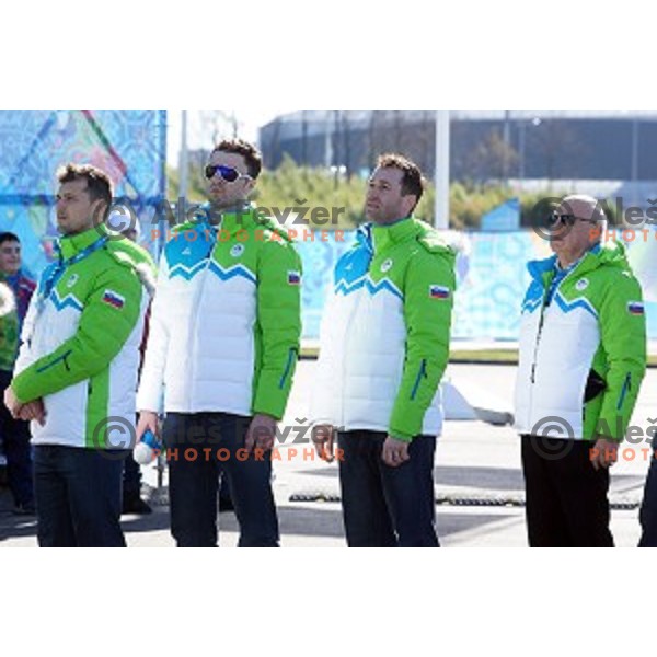 Slovenia Ice-Hockey team at Team Welcome Ceremony in Coastal Olympic Village in Sochi on February 6,2014