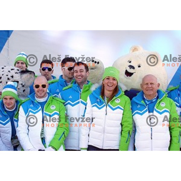 Slovenia Ice-Hockey team at Team Welcome Ceremony in Coastal Olympic Village in Sochi on February 6,2014
