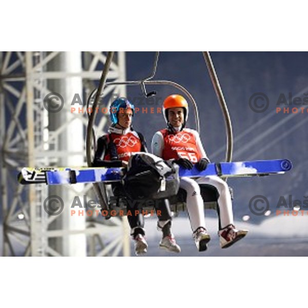 Jernej Damjan of Slovenia during men\'s Normal Hill Individual practice in RusSki Gorki Jumping Center at Sochi 2014 Winter Olympic Games on February 6, 2014