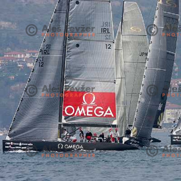 Omega at fleet race in sailing regatta for RC 44 Portoroz Cup in Pororoz,Slovenia.Photo by Ales Fevzer 