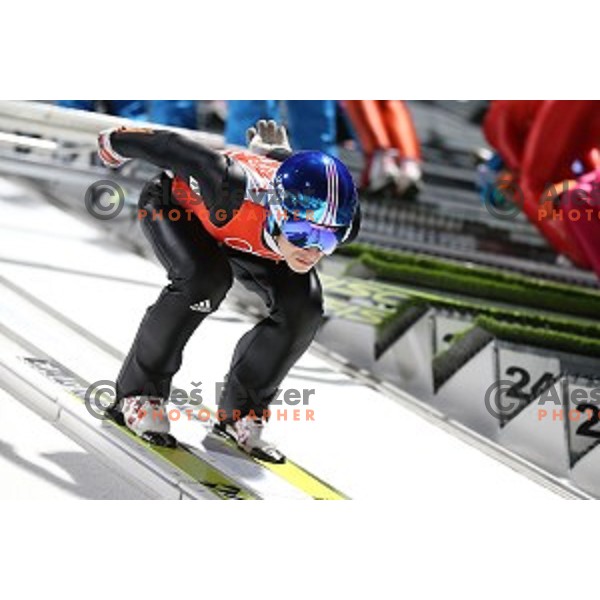 Jurij Tepes of Slovenia during men\'s Normal Hill Individual practice in RusSki Gorki Jumping Center at Sochi 2014 Winter Olympic Games on February 6, 2014