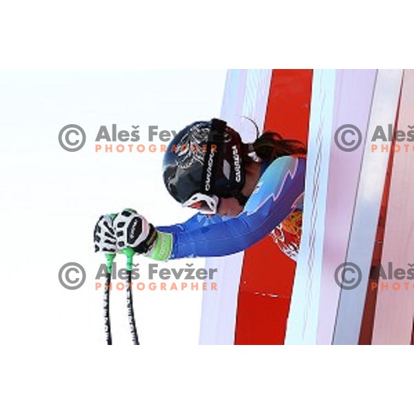 Tina Maze of Slovenia during Ladies Downhill Training at Rosa Khutor Alpine Center at Sochi 2014 Winter Olympic Games on February 7, 2014