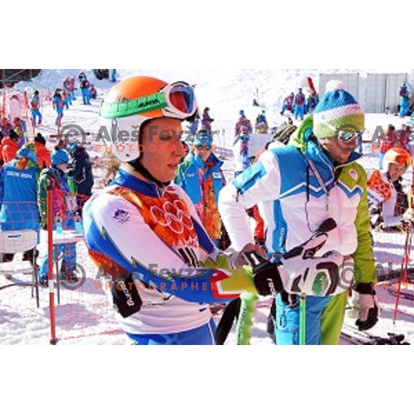 Ilka Stuhec of Slovenia during Ladies Downhill Training at Rosa Khutor Alpine Center at Sochi 2014 Winter Olympic Games on February 7, 2014