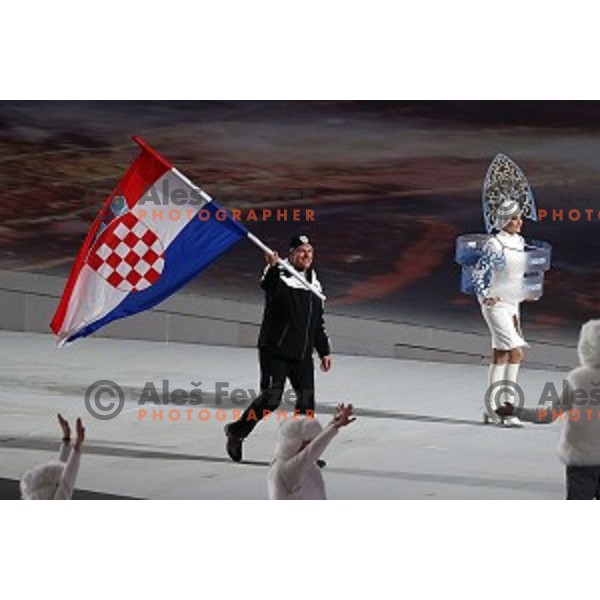 Ivica Kostelic, flag bearer of Croatia at Opening Ceremony of XXII Winter Olympic games Sochi 2014 at Fisht Stadium, Russia on February 7, 2014