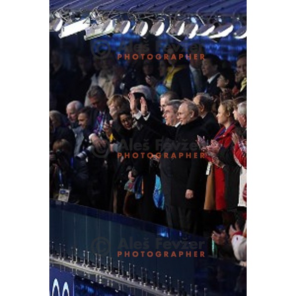 President of IOC Thomas Bach and President of Russia Vladimir Putin at Opening Ceremony of XXII Winter Olympic games Sochi 2014 at Fisht Stadium, Russia on February 7, 2014